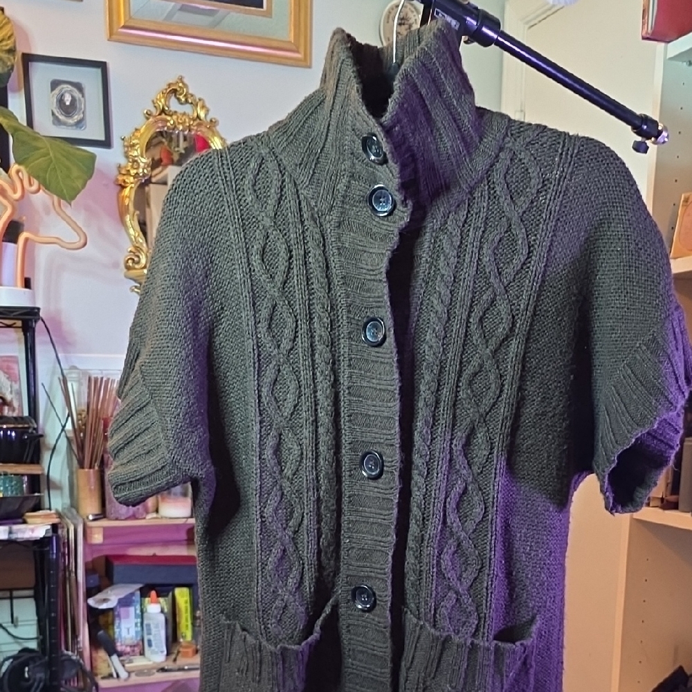 MICHAEL Michael Kors Dark Brown Cable Knit Cardigan